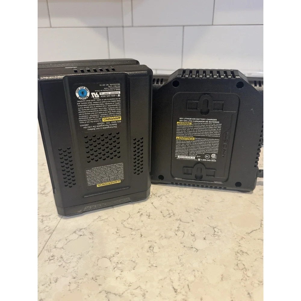 Greenworks Pro 60v Lithium Li-Ion 2.5 Battery  & Charger.  Charges FULL